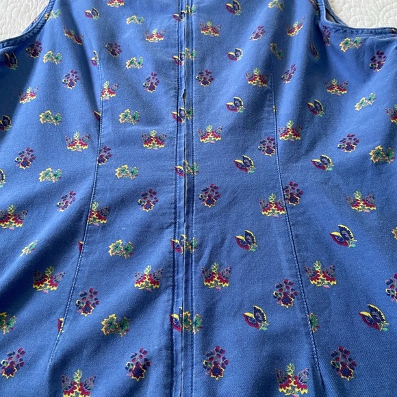 A.M.I. Vintage Blue Floral Sheath Dress Sleeveless Cotton Knee Length Size XL - Picture 9 of 12